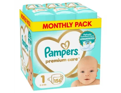 Pampers Premium Care Monthly Pack Νο1 Newborn (2-5kg), Πάνες, 156τεμ