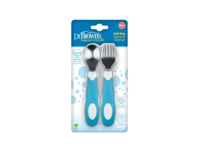 Dr. Brown's Set Κουτάλι & Πιρούνι Μεταλλικά, Μπλε