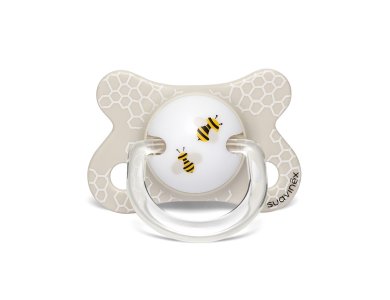 Suavinex Aνατομική Πιπίλα Fusion White Bee, με Θηλή Σιλικόνης 2-4m