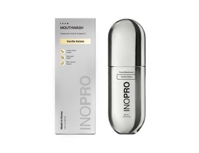INOPRO Hyaluronic Acid & Vitamin C Foam Mouthwash Vanilla Gelato Στοματικό Διάλυμα σε Μορφή Αφρού με Υαλουρονικό & Βιταμίνη C, 60ml