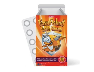 Power Health EasyVit EasyFishoil Beta Glucan, Παιδικό συμπλήρωμα διατροφής με ωμέγα 3, β-γλυκάνες και βιταμίνες Α, C, D3, 30 ζελεδάκια