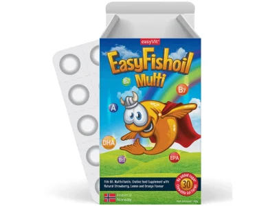 Power Health EasyVit EasyFishoil Multi Παιδικό Συμπλήρωμα Διατροφής με Γεύση Λεμόνι & Πορτοκάλι, 30 ζελεδάκια