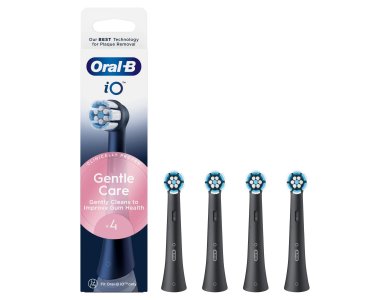 Oral-B iO Gentle Care Black, Ανταλλακτικές Κεφαλές Ηλεκτρικής Οδοντόβουρτσας, 4τεμ