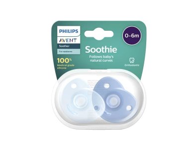 Philips Avent Soothie (SCF099/21), Ορθοδοντική Πιπίλα Σιλικόνης 0-6 μηνών, 2τεμ