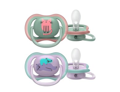 Philips Avent Ultra Air, Πιπίλα Γάτα-Αρκουδάκι, 6-18m, 2τμχ