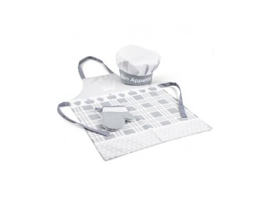New Classic Toys Bon Appetit Apron White, Σετ Ποδιά-Σκούφος-Γάντια μαγειρικής 36m+, 3pcs