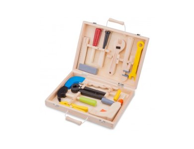 New Classic Toys Εducational Tοοl Box, Ξύλινη Θήκη με Εργαλεία 36m+, 1σετ