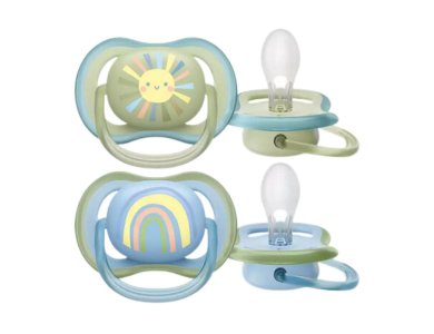 Philips Avent Ultra Air (SCF085/58) Πιπίλα Σιλικόνης με Κρίκο Πράσινο-Μπλε 0-6m, 2τεμ
