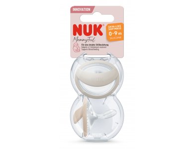 Nuk Mommy Πιπίλες Σιλικόνης Feel (Γκρι & Μπεζ), 0-9 μηνών, 2τμχ