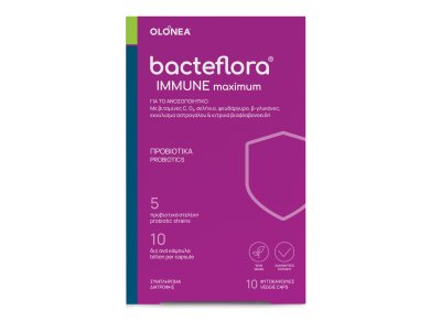 Olonea Bacteflora Immune Maximum Συνδυασμός Προβιοτικών, Πρεβιοτικών, Βιταμινών & Μετάλλων, 10caps