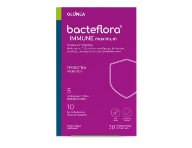 Olonea Bacteflora Immune Maximum Συνδυασμός Προβιοτικών, Πρεβιοτικών, Βιταμινών & Μετάλλων, 30caps