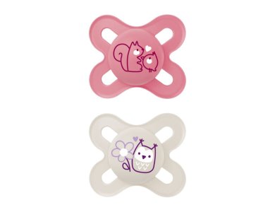 Mam Start, Πιπίλα Σιλικόνης  Ροζ Γκρι 0-2 μηνών, 2τμχ