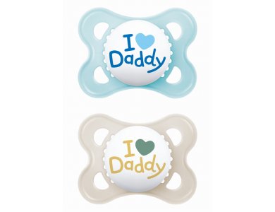Mam I Love Daddy, Ορθοδοντική Πιπίλα Σιλικόνης 2-6m, 2 τεμ