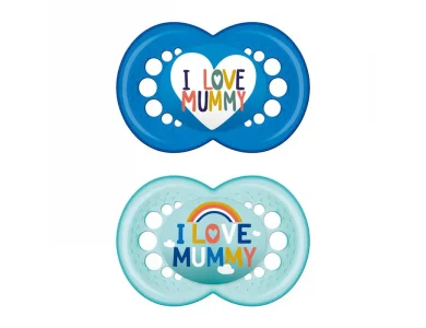 Mam Ι Love Mummy, Πιπίλες Σιλικόνης Μπλε Τιρκουάζ για 16+ μηνών,  2τμχ