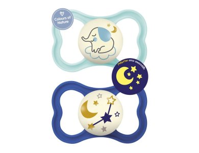 Mam Air Night Boy Ορθοδοντικές Πιπίλες με Θηλή από Σιλικόνη για 16m+, 2τμχ