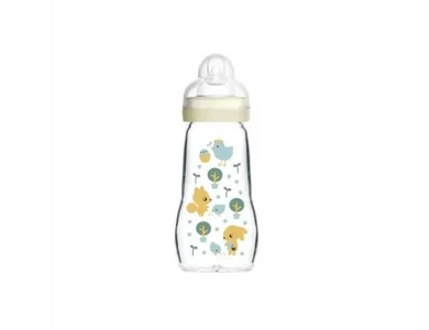 Mam Feel Good, Γυάλινο Μπιμπερό με Θηλή Σιλικόνης 2m+, 260ml