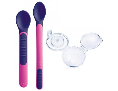 Mam Heat Sensitive Spoons & Cover, Θερμοευαίσθητα Κουταλάκια με Θήκη 6m+, 2τεμ