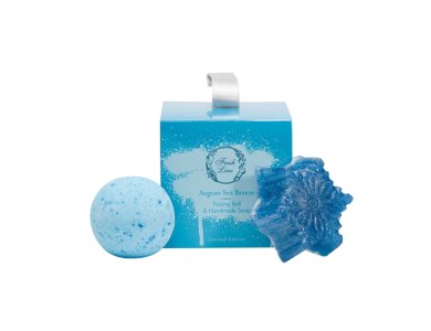 Fresh Line Promo Xmas Aegean Sea Breeze Candy Box Set, Χειροποίητη Αναβράζουσα Μπάλα, 120gr & Χειροποίητο Σαπούνι, 100gr