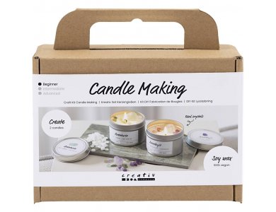 DIY Μίνι Κιτ Χειροτεχνίας για Κατασκευή Κεριών,Κερί Σόγιας με Αβεντουρίνη και Αμέθυστο, 1πακ