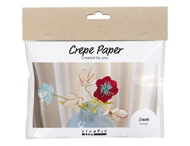 DIY Μίνι Kιτ Xειροτεχνίας Λουλουδιών από Xαρτί κρεπ, 1πακ