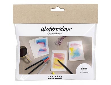 DIY Μίνι Δημιουργικό Σετ Ακουαρέλα, Κάρτες & Φάκελοι, 1πακ