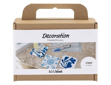 DIY Μίνι Δημιουργικό Σετ Διακόσμησης, Πορσελάνινα Σουβέρ, Μπλέ, 1πακ