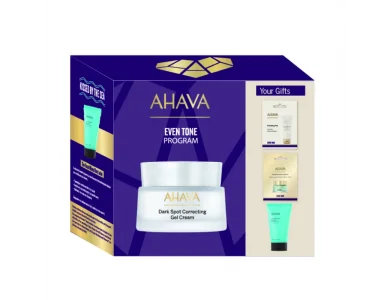AHAVA Even Tone Program, Dark Spot Correcting Gel Cream, Ενυδατική Κρέμα Τζέλ Κατά των Κηλίδων, 50ml & Renewing Peel, 8ml & Brightening Mud Mask, 6ml & Sea-Kissed Mineral Body Lotion, 40ml