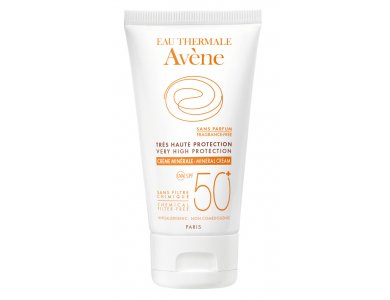 Avene Eau Thermale Creme Minerale SPF50+ Αντιηλιακή Κρέμα Προσώπου για το μη ανεκτικό & ευαισθητοποιημένο δέρμα, χωρίς Άρωμα, 50ml