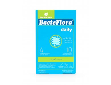 Holistic Med BacteFlora Daily Προβιοτικό & Πρεβιοτικό Συμπλήρωμα Διατροφής, 10caps