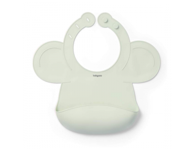 BabyOno  Σαλιάρα Σιλικόνης 6m+ με Θήκη Περισυλλογής Τροφίμων με Προσαρμοζόμενο Κούμπωμα Μέντα, 1τμχ