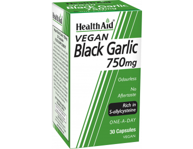 Health Aid Black Garlic 750mg, Συμπλήρωμα Διατροφής Εκχυλίσματος Μαύρου Σκόρδου για την Καλή Υγεία του Καρδιαγγειακού Συστήματος, 30caps