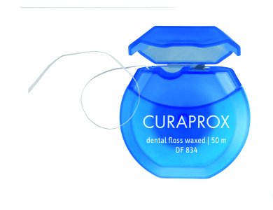 Curaprox DF 834 Dental Floss Waxed, Οδοντικό Νήμα Κερωμένο, 50m
