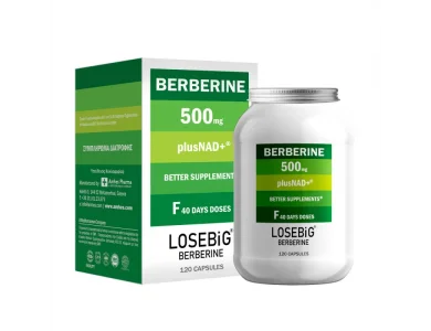 Losebig Berberine 500mg Plus Nad, Συμπλήρωμα Διατροφής Βερβερίνης & Ενζύμου NAD, 120caps