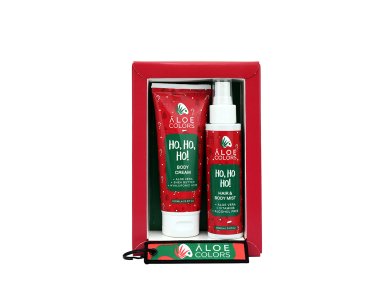 Aloe+Colors Ho Ho Ho! Gift Set Hair and Body Mist & Body Cream, Σπρέι Μαλλιών-Σώματος 100ml & Κρέμα Σώματος, 100ml & Δώρο Μπρελόκ