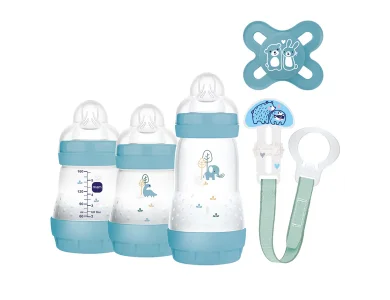 Mam Promo Gift Set Boy, Σετ 3 Μπιμπερό 2x160ml & 260ml & 1 Πιπίλα & 1 Κορδέλα, 1 σετ