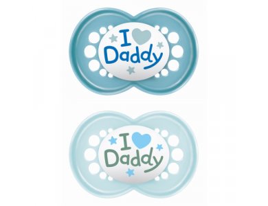Mam Original I love Daddy, Ορθοδοντική Πιπίλα SkinSoft Σιλικόνης, 16m+, 2τεμ