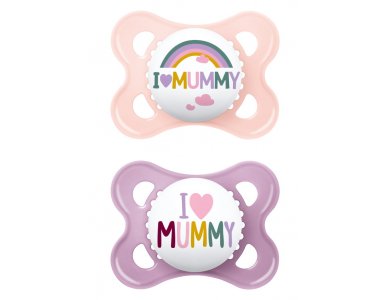 Mam Original I Love Mummy, Πιπίλες Σιλικόνης Ροζ Μπεζ, 2-6m, 2τμχ