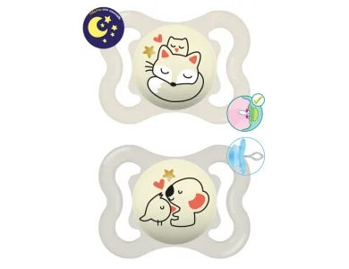 Mam Supreme Night, Πιπίλα Σιλικόνης 2-6m, 2τεμ