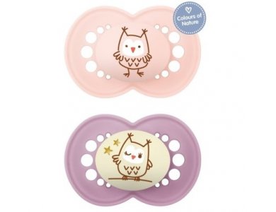 Mam Day & Night Πιπίλες Σιλικόνης για 6-16 μηνών Ροζ/Μωβ, 2τμχ