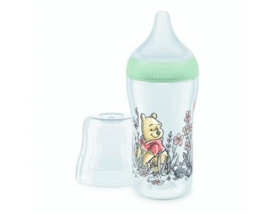 Nuk πλαστικό μπιμπερό με θηλή σιλικόνης perfect match temperature control 3m+ 260ml winnie the pooh, 1τμχ