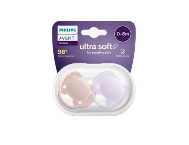 Philips Avent Ultra Soft (SCF091/32), Ορθοδοντική Πιπίλα Σιλικόνης 0-6m, 2τεμ