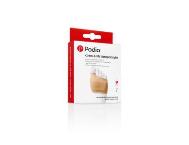 Podia Bunion Metatarsal Dual Relief Elastic Sleeve + Gel, Ελαστικό Επίθεμα Γέλης για Κότσι & Μεταταρσαλγία, Small No35-38, 1 ζευγάρι