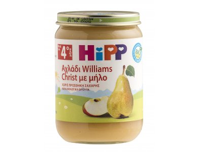HiPP Βρεφική Φρουτόκρεμα Αχλάδι-Μήλο απο τον 4ο μήνα- βαζακι 190 gr