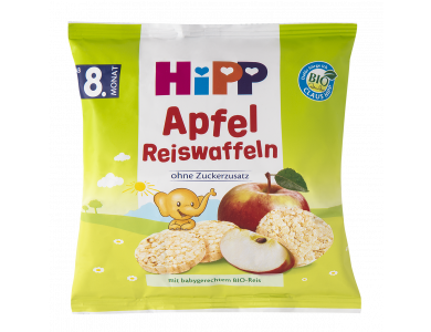 HiPP Παιδικές Ρυζογκοφρέτες Μήλου απο τον 8ο μήνα, 30gr - 15τμχ