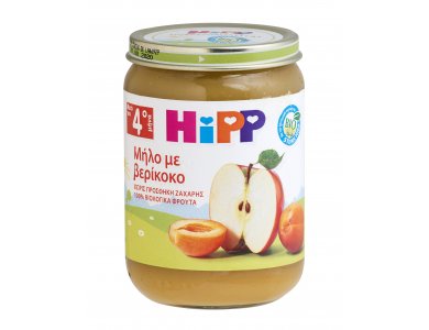 HiPP Βρεφική Φρουτόκρεμα Μήλο-Βερίκοκο απο τον 4o μήνα - βαζακι 190gr