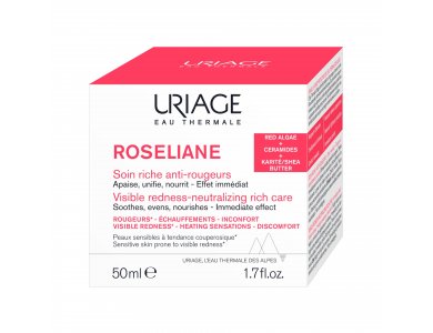 Uriage Roseliane Visible Redness-Neutralizing Rich Care, Πλούσια Ενυδατική Προστατευτική Κρέμα κατά της Ερυθρότητας, 50ml