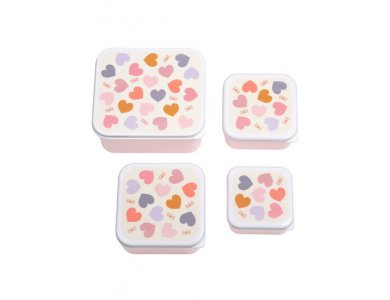 A little lovely company: Σετ 4 δοχεία φαγητού Lunch & Snack Box -Hearts