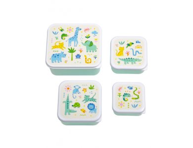A little lovely company: Σετ 4 δοχεία φαγητού Lunch & Snack Box -Jungle