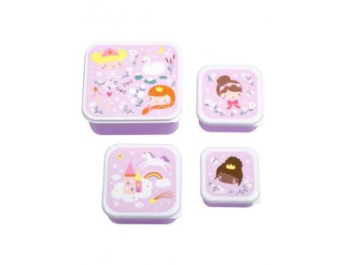 A little lovely company: Σετ 4 δοχεία φαγητού Lunch & Snack Box -Princesses