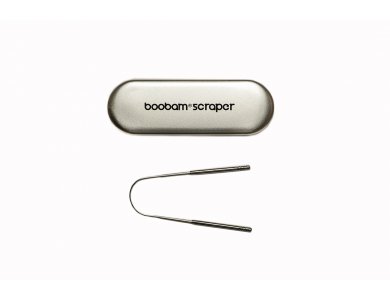 Boobam Tongue Scraper, Οικολογικός Καθαριστής Γλώσσας από Ανοξείδωτο Χάλυβα, Ασημί
